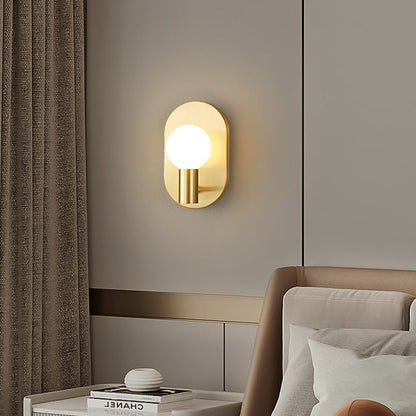 Luxury Full Copper Glass Oval 1-Light Wall Sconce Lamp