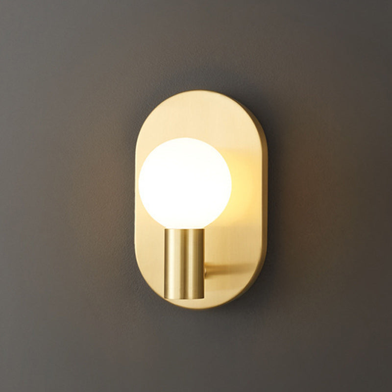Luxury Full Copper Glass Oval 1-Light Wall Sconce Lamp