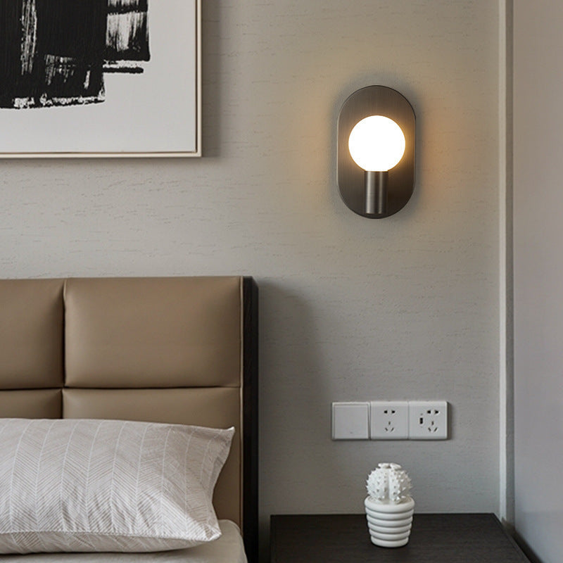 Luxury Full Copper Glass Oval 1-Light Wall Sconce Lamp