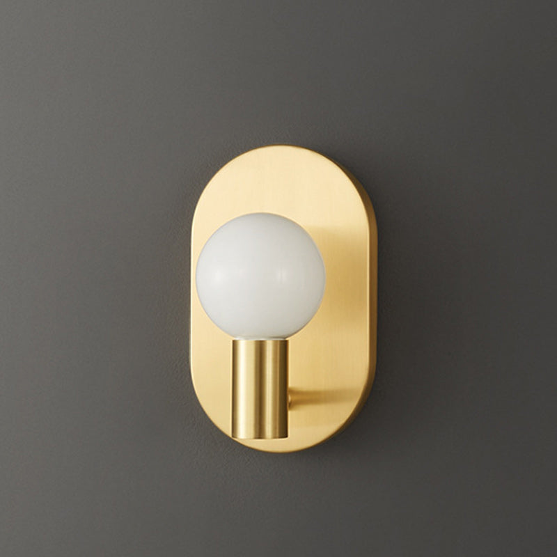 Luxury Full Copper Glass Oval 1-Light Wall Sconce Lamp