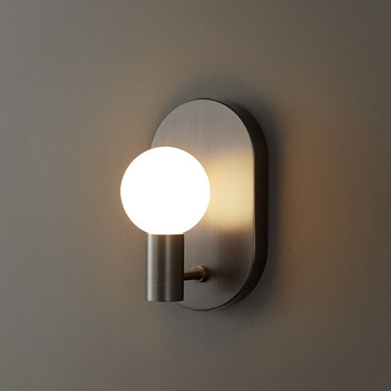 Luxury Full Copper Glass Oval 1-Light Wall Sconce Lamp