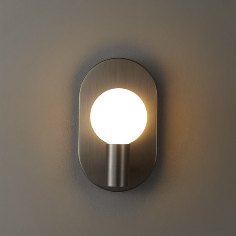 Luxury Full Copper Glass Oval 1-Light Wall Sconce Lamp