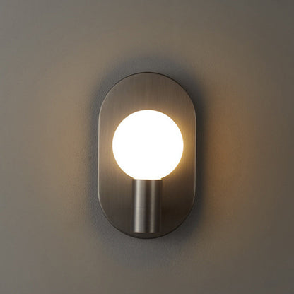 Luxury Full Copper Glass Oval 1-Light Wall Sconce Lamp