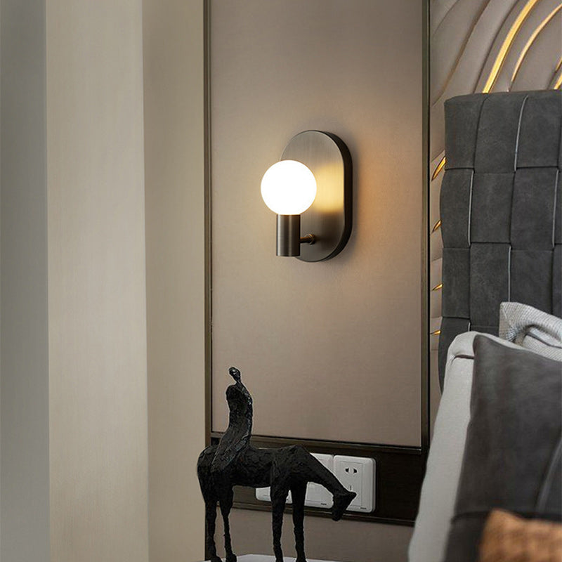 Luxury Full Copper Glass Oval 1-Light Wall Sconce Lamp