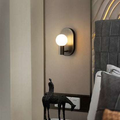 Luxury Full Copper Glass Oval 1-Light Wall Sconce Lamp