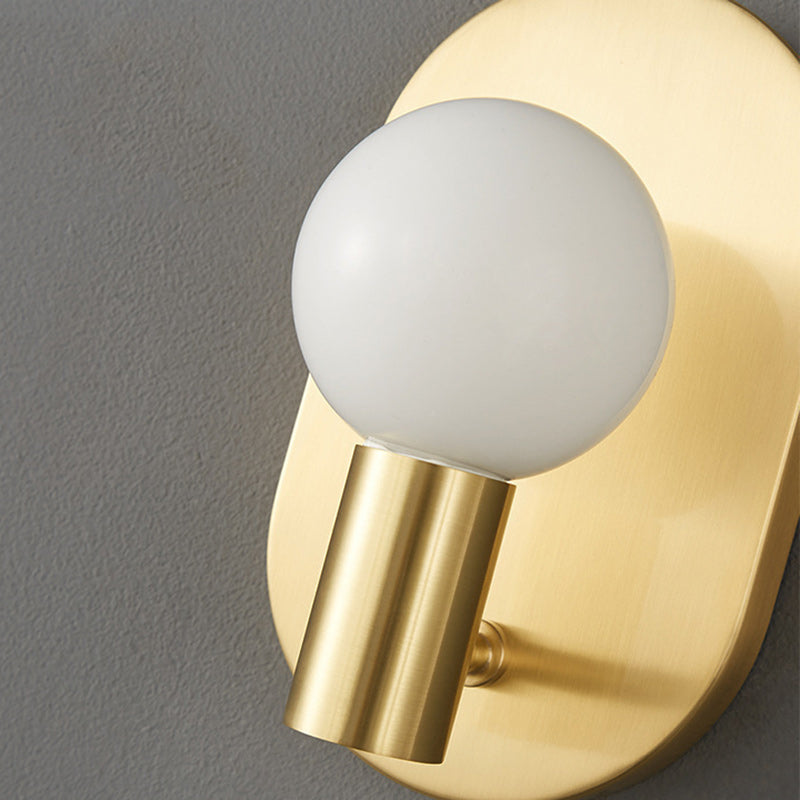 Luxury Full Copper Glass Oval 1-Light Wall Sconce Lamp
