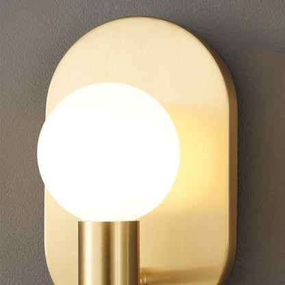 Luxury Full Copper Glass Oval 1-Light Wall Sconce Lamp
