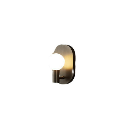 Luxury Full Copper Glass Oval 1-Light Wall Sconce Lamp