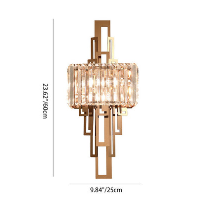 Crystal Hardware Rectangular 2-Light Wall Sconce Lamp