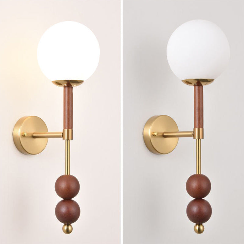French Glass Ball Shade Hardware 1-Light Wall Sconce Lamp
