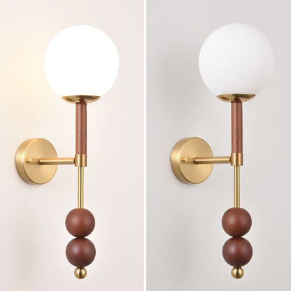 French Glass Ball Shade Hardware 1-Light Wall Sconce Lamp