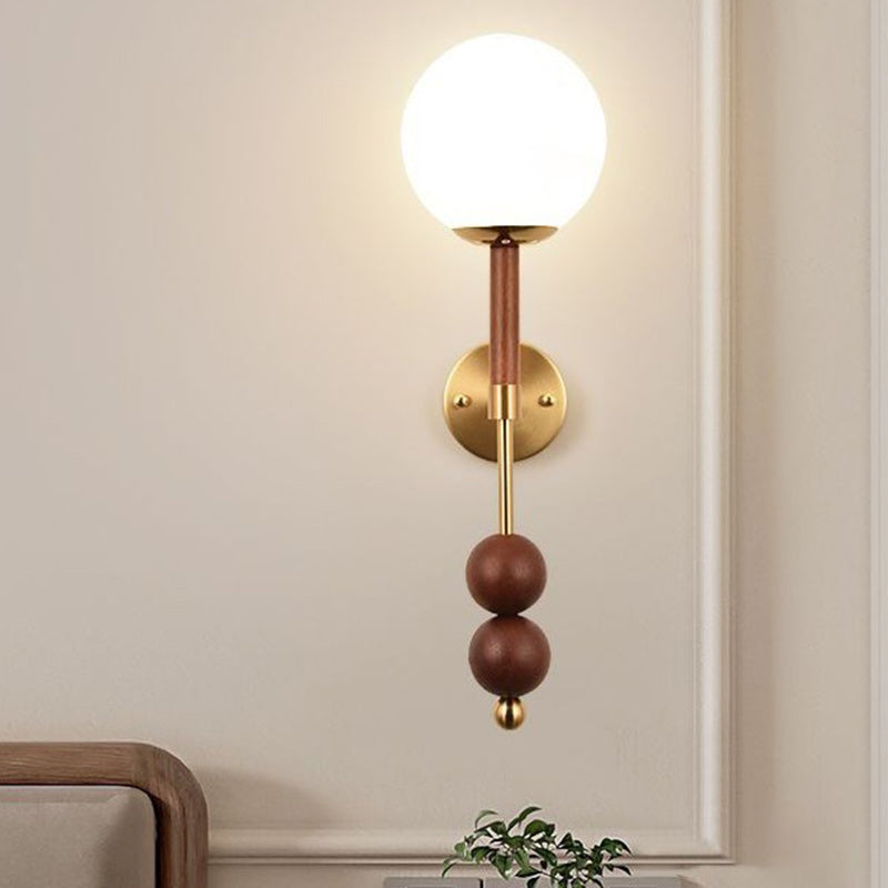 French Glass Ball Shade Hardware 1-Light Wall Sconce Lamp
