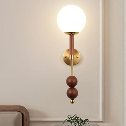 French Glass Ball Shade Hardware 1-Light Wall Sconce Lamp
