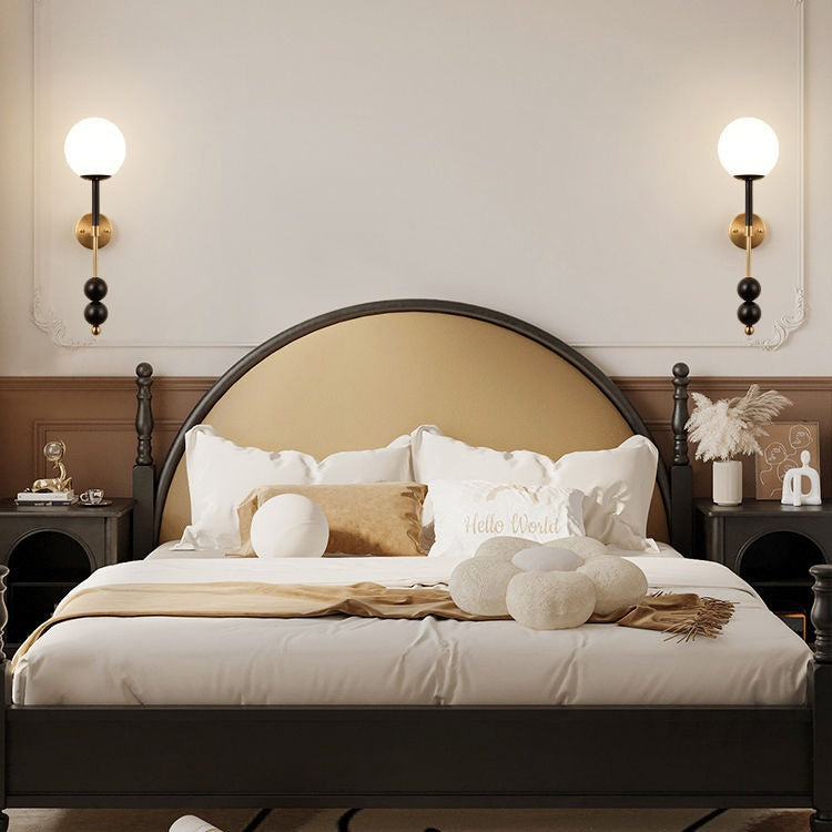 French Glass Ball Shade Hardware 1-Light Wall Sconce Lamp