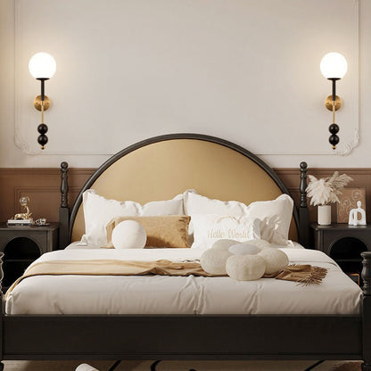French Glass Ball Shade Hardware 1-Light Wall Sconce Lamp