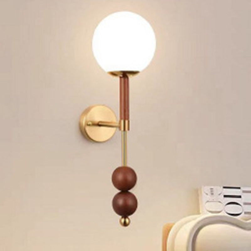 French Glass Ball Shade Hardware 1-Light Wall Sconce Lamp