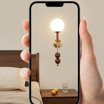 French Glass Ball Shade Hardware 1-Light Wall Sconce Lamp