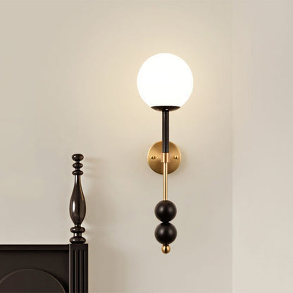 French Glass Ball Shade Hardware 1-Light Wall Sconce Lamp