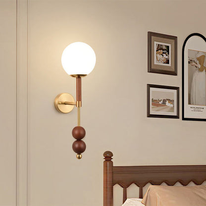 French Glass Ball Shade Hardware 1-Light Wall Sconce Lamp