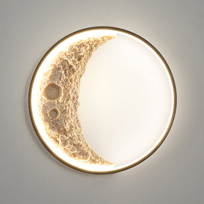 Creative Moon Hardware Resin Round LED Wall Sconce Lamp