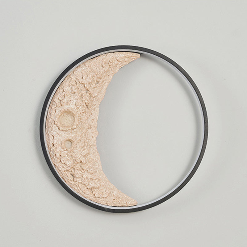 Creative Moon Hardware Resin Round LED Wall Sconce Lamp