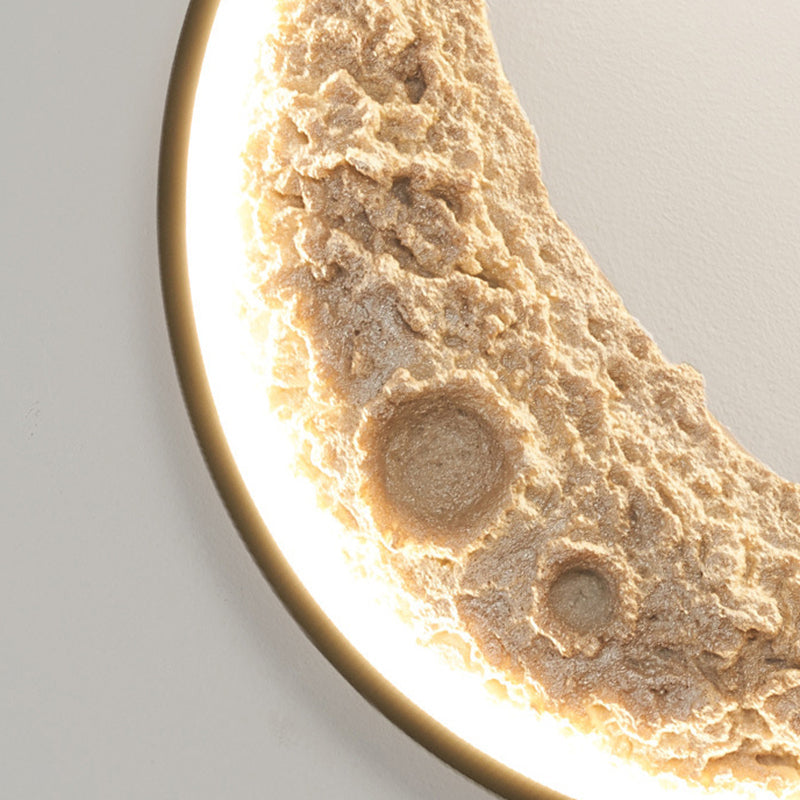 Creative Moon Hardware Resin Round LED Wall Sconce Lamp