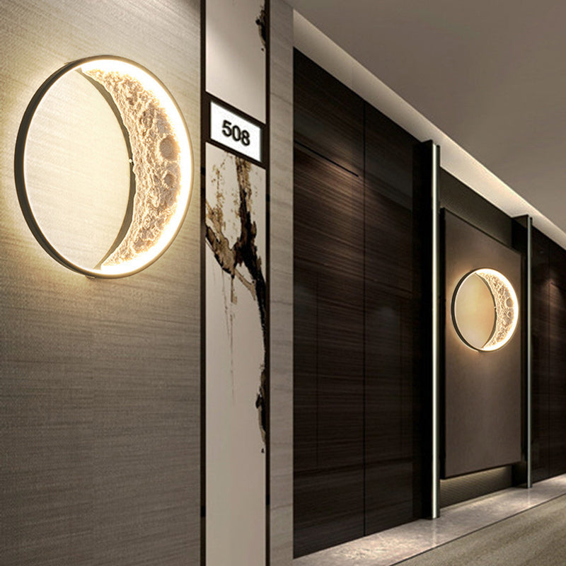 Creative Moon Hardware Resin Round LED Wall Sconce Lamp