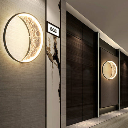 Creative Moon Hardware Resin Round LED Wall Sconce Lamp
