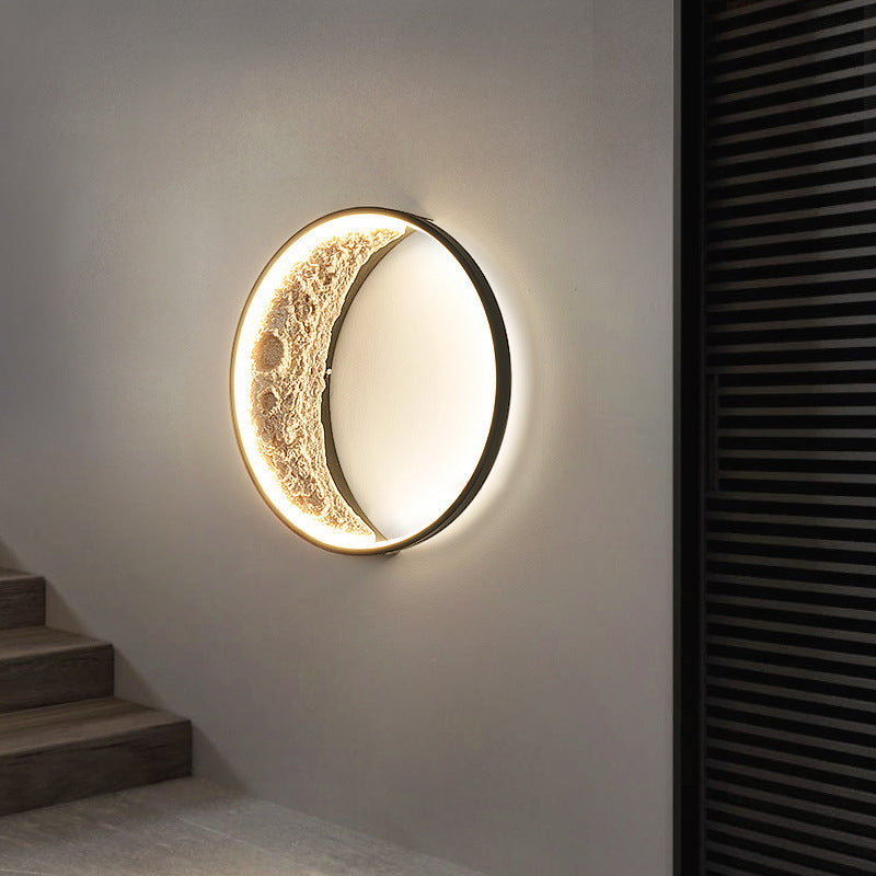 Creative Moon Hardware Resin Round LED Wall Sconce Lamp