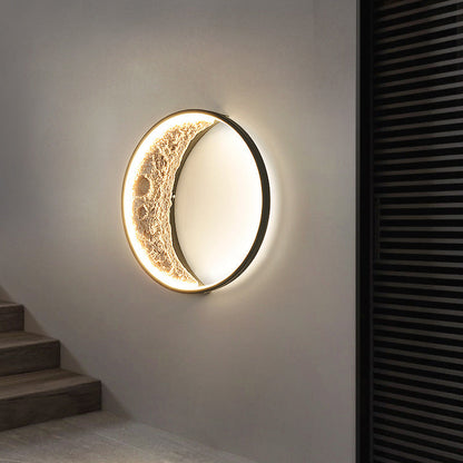 Creative Moon Hardware Resin Round LED Wall Sconce Lamp