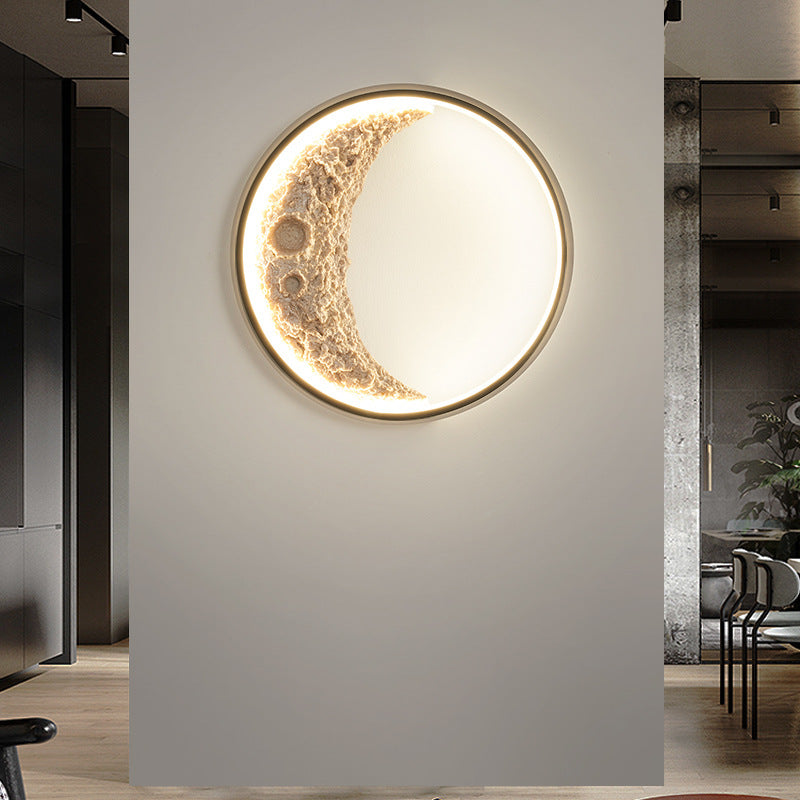 Creative Moon Hardware Resin Round LED Wall Sconce Lamp