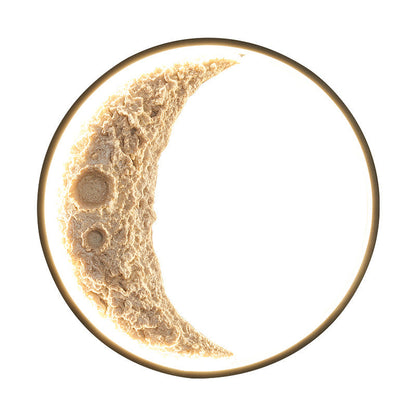 Creative Moon Hardware Resin Round LED Wall Sconce Lamp
