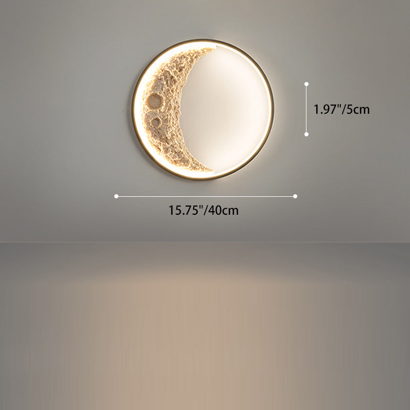 Creative Moon Hardware Resin Round LED Wall Sconce Lamp