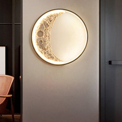 Creative Moon Hardware Resin Round LED Wall Sconce Lamp