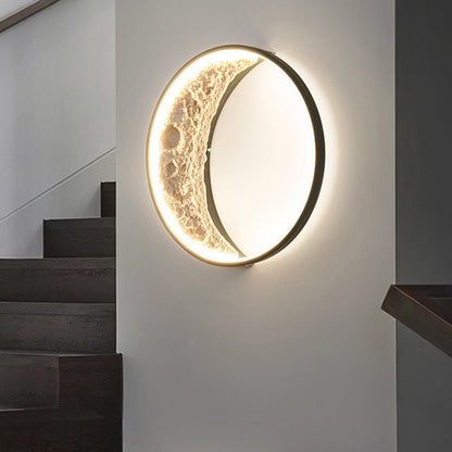 Creative Moon Hardware Resin Round LED Wall Sconce Lamp