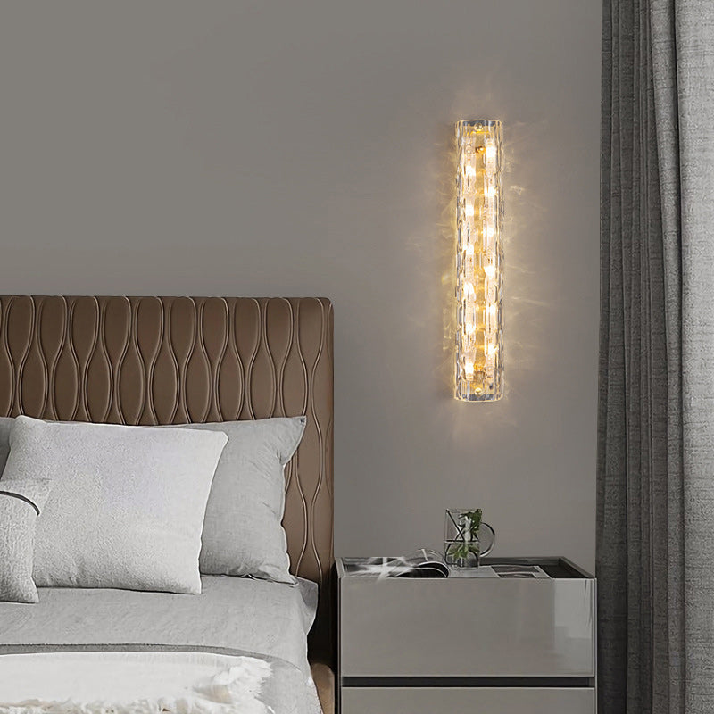 Luxury Brass Crystal Column LED Wall Sconce Lamp