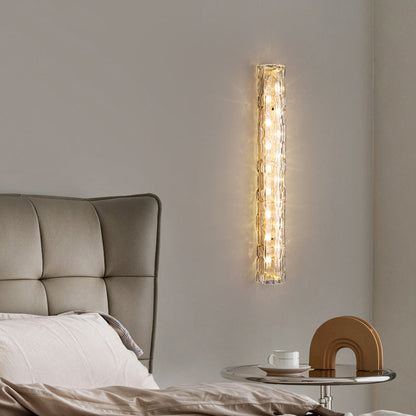 Luxury Brass Crystal Column LED Wall Sconce Lamp