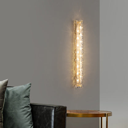 Luxury Brass Crystal Column LED Wall Sconce Lamp