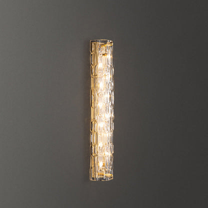 Luxury Brass Crystal Column LED Wall Sconce Lamp