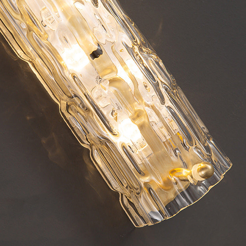 Luxury Brass Crystal Column LED Wall Sconce Lamp