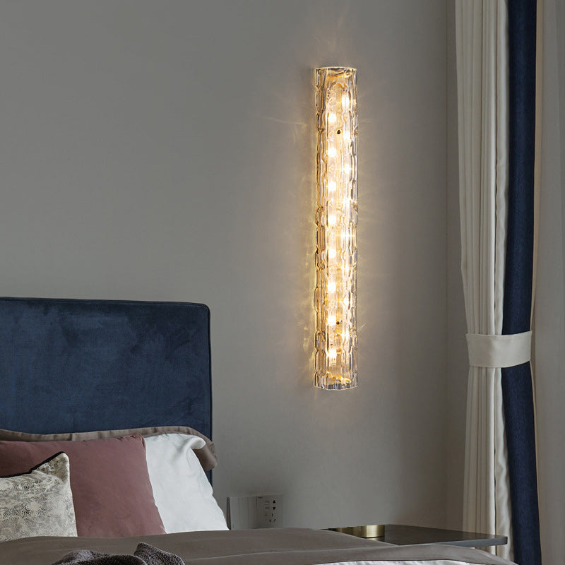 Luxury Brass Crystal Column LED Wall Sconce Lamp