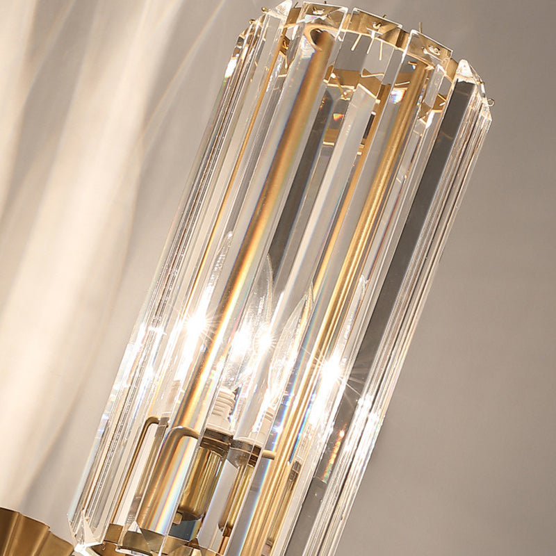 French Crystal Cylinder Shade 1-Light Wall Sconce Lamp