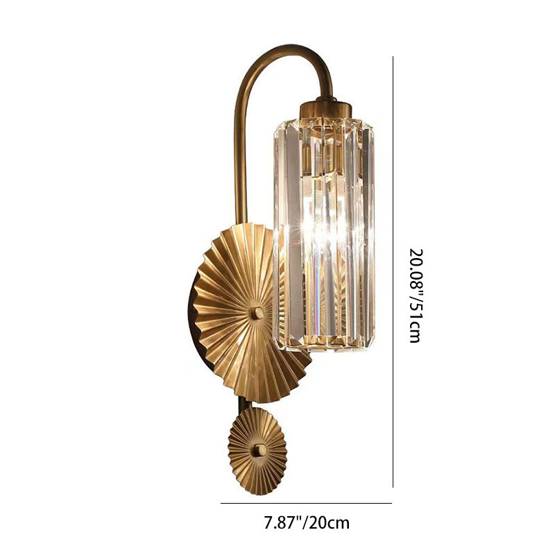 French Crystal Cylinder Shade 1-Light Wall Sconce Lamp
