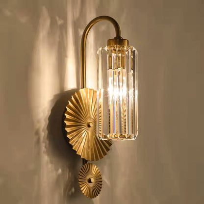 French Crystal Cylinder Shade 1-Light Wall Sconce Lamp