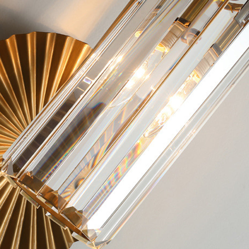 French Crystal Cylinder Shade 1-Light Wall Sconce Lamp