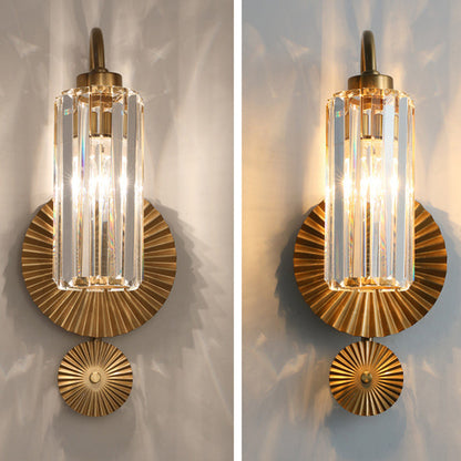 French Crystal Cylinder Shade 1-Light Wall Sconce Lamp