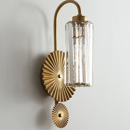French Crystal Cylinder Shade 1-Light Wall Sconce Lamp