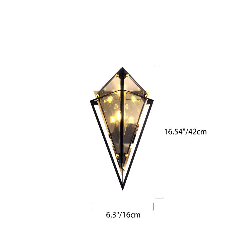Creative Rhombic Hardware Glass 1-Light Wall Sconce Lamp