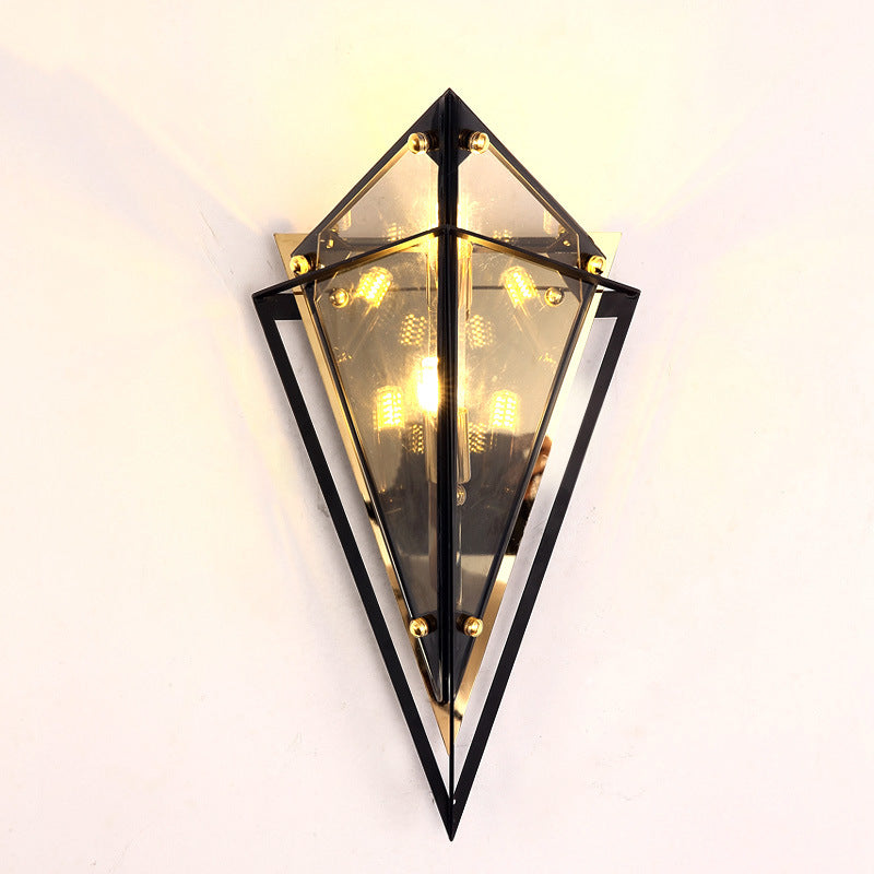 Creative Rhombic Hardware Glass 1-Light Wall Sconce Lamp