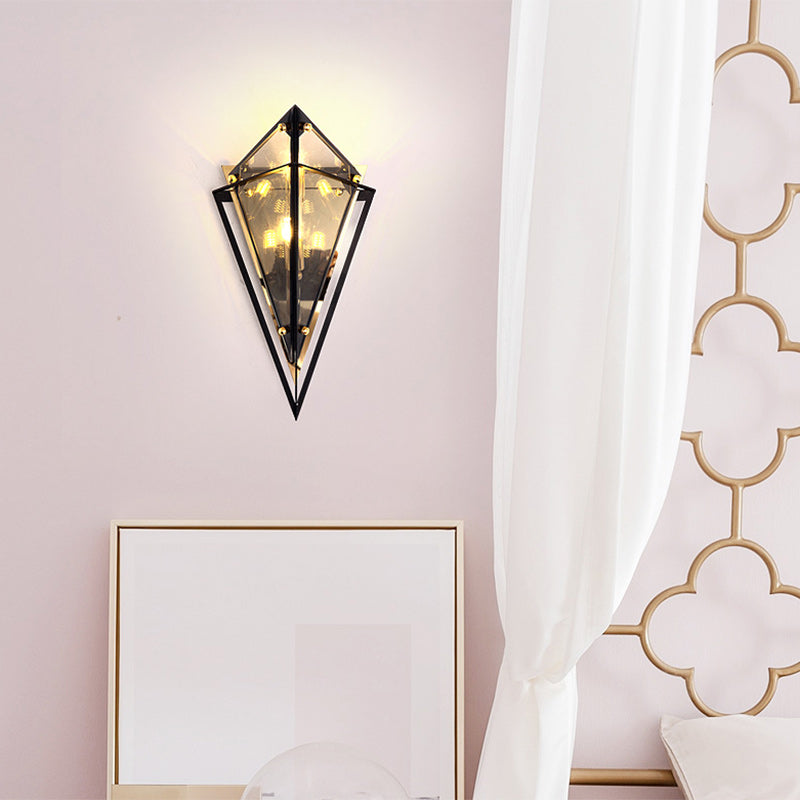 Creative Rhombic Hardware Glass 1-Light Wall Sconce Lamp